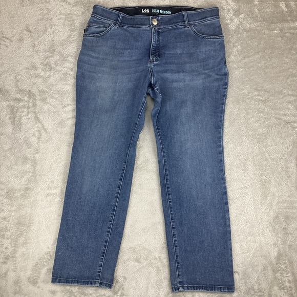 Lee Denim - Lee Jeans Womens 16 Blue Total Freedom Straight Leg‎ Stretch Modern Series 36x28